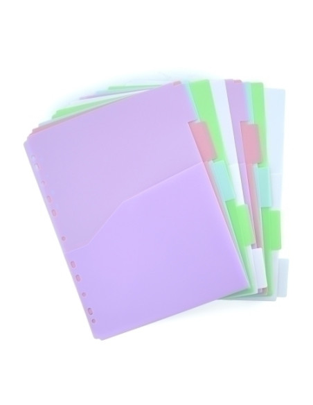 SEPARADORES OFFICE BOX BLUSH PP A4 10 pestañas 11 taladros BOLSILLO PARA DOCUMENTOS SURTIDO 4 col