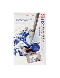 SET CREATIVO SAKURA ART KIT KANAGAWA Pigma Micron 05 negro  Gelly Roll  Koi coloring  3 postales A6 con video tutorial