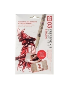 SET CREATIVO SAKURA ART KIT SAMURAI Pigma Micron 05 negro  Gelly Roll  Koi coloring  3 postales A6 con video tutorial
