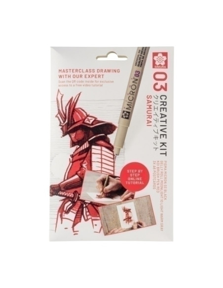 SET CREATIVO SAKURA ART KIT SAMURAI Pigma Micron 05 negro  Gelly Roll  Koi coloring  3 postales A6 con video tutorial