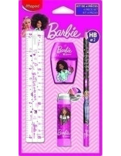 SET DE PAPELERIA MAPED BARBIE 4 PZAS