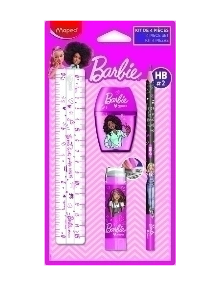SET DE PAPELERIA MAPED BARBIE 4 PZAS