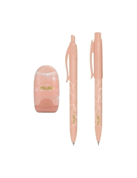 MILAN CAJA REGALO SERIE LAVA CON BOLÍGRAFO P1 PORTAMINAS PL1 05 Y AFILABORRA CAPSULE ROSA