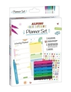 SET PLANNER COLOR EXPERIENCE 6 rotuladores de punta pincel  1 subrayador  bloc planificador  101 pegatinas para decorar