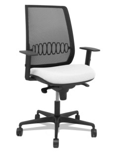 SILLA PIQUERAS Y CRESPO ALARES BRAZOS REGULABLES ERGONOMICA MECANISMO SINCRO RESPALDO MALLA NEGRA ASIENTO TAPIZADO BALI BLANCO