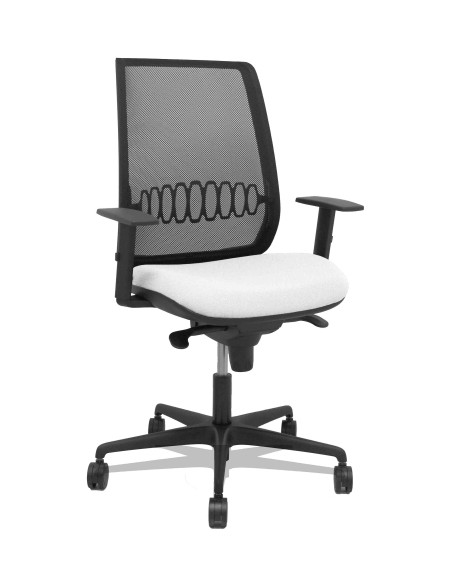 SILLA PIQUERAS Y CRESPO ALARES BRAZOS REGULABLES ERGONOMICA MECANISMO SINCRO RESPALDO MALLA NEGRA ASIENTO TAPIZADO BALI BLANCO