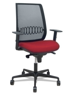 SILLA PIQUERAS Y CRESPO ALARES BRAZOS REGULABLES ERGONOMICA MECANISMO SINCRO RESPALDO MALLA NEGRA ASIENTO TAPIZADO BALI GRANATE