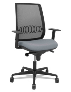 SILLA PIQUERAS Y CRESPO ALARES BRAZOS REGULABLES ERGONOMICA MECANISMO SINCRO RESPALDO MALLA NEGRA ASIENTO TAPIZADO BALI GRIS