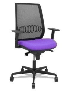 SILLA PIQUERAS Y CRESPO ALARES BRAZOS REGULABLES ERGONOMICA MECANISMO SINCRO RESPALDO MALLA NEGRA ASIENTO TAPIZADO BALI LILA