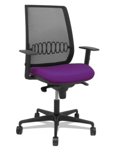 SILLA PIQUERAS Y CRESPO ALARES BRAZOS REGULABLES ERGONOMICA MECANISMO SINCRO RESPALDO MALLA NEGRA ASIENTO TAPIZADO BALI MORADO