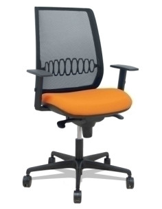 SILLA PIQUERAS Y CRESPO ALARES BRAZOS REGULABLES ERGONOMICA MECANISMO SINCRO RESPALDO MALLA NEGRA ASIENTO TAPIZADO BALI NARANJA