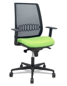 SILLA PIQUERAS Y CRESPO ALARES BRAZOS REGULABLES ERGONOMICA MECANISMO SINCRO RESPALDO MALLA NEGRA ASIENTO TAPIZADO BALI PISTACHO
