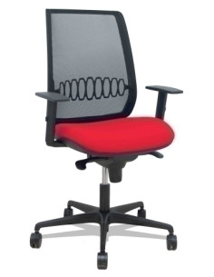SILLA PIQUERAS Y CRESPO ALARES BRAZOS REGULABLES ERGONOMICA MECANISMO SINCRO RESPALDO MALLA NEGRA ASIENTO TAPIZADO BALI ROJO