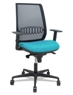 SILLA PIQUERAS Y CRESPO ALARES BRAZOS REGULABLES ERGONOMICA MECANISMO SINCRO RESPALDO MALLA NEGRA ASIENTO TAPIZADO BALI TURQUESA