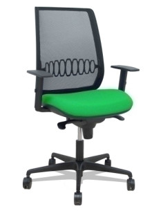 SILLA PIQUERAS Y CRESPO ALARES BRAZOS REGULABLES ERGONOMICA MECANISMO SINCRO RESPALDO MALLA NEGRA ASIENTO TAPIZADO BALI VERDE