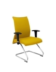 SILLA PIQUERAS Y CRESPO ALBACETE CONFIDENTE ESTRUCTURA PATIN ACABADO CROMADO BRAZO REGULABLE TAPICERIA BALI AMARILLO