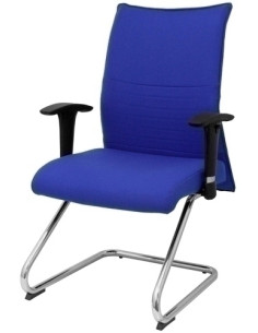 SILLA PIQUERAS Y CRESPO ALBACETE CONFIDENTE ESTRUCTURA PATIN ACABADO CROMADO BRAZO REGULABLE TAPICERIA BALI AZUL