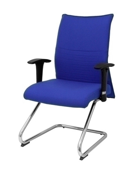 SILLA PIQUERAS Y CRESPO ALBACETE CONFIDENTE ESTRUCTURA PATIN ACABADO CROMADO BRAZO REGULABLE TAPICERIA BALI AZUL