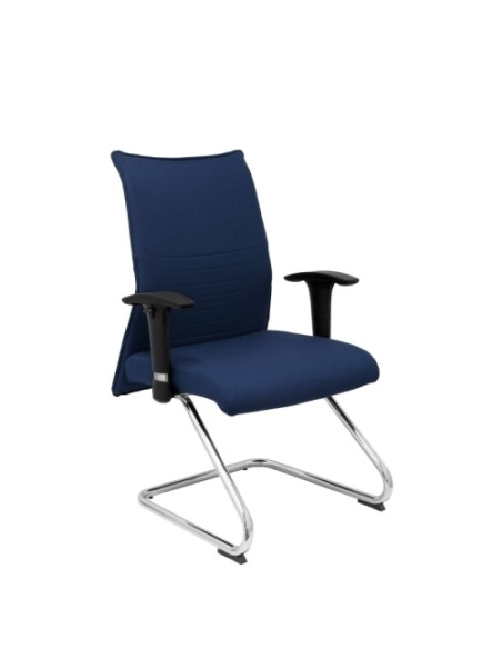 SILLA PIQUERAS Y CRESPO ALBACETE CONFIDENTE ESTRUCTURA PATIN ACABADO CROMADO BRAZO REGULABLE TAPICERIA BALI AZUL MARINO