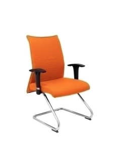 SILLA PIQUERAS Y CRESPO ALBACETE CONFIDENTE ESTRUCTURA PATIN ACABADO CROMADO BRAZO REGULABLE TAPICERIA BALI NARANJA
