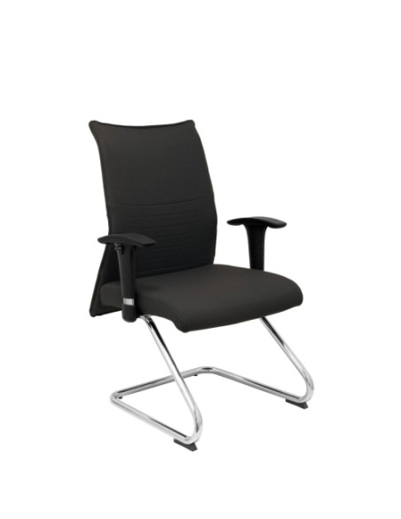 SILLA PIQUERAS Y CRESPO ALBACETE CONFIDENTE ESTRUCTURA PATIN ACABADO CROMADO BRAZO REGULABLE TAPICERIA BALI NEGRO