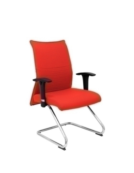 SILLA PIQUERAS Y CRESPO ALBACETE CONFIDENTE ESTRUCTURA PATIN ACABADO CROMADO BRAZO REGULABLE TAPICERIA BALI ROJO