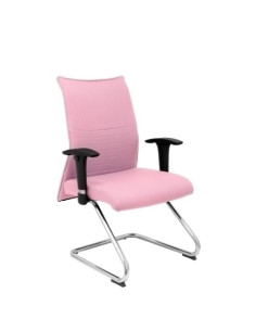 SILLA PIQUERAS Y CRESPO ALBACETE CONFIDENTE ESTRUCTURA PATIN ACABADO CROMADO BRAZO REGULABLE TAPICERIA BALI ROSA PALIDO