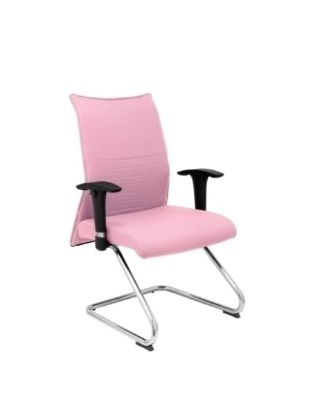 SILLA PIQUERAS Y CRESPO ALBACETE CONFIDENTE ESTRUCTURA PATIN ACABADO CROMADO BRAZO REGULABLE TAPICERIA BALI ROSA PALIDO