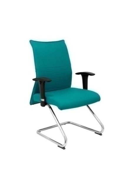 SILLA PIQUERAS Y CRESPO ALBACETE CONFIDENTE ESTRUCTURA PATIN ACABADO CROMADO BRAZO REGULABLE TAPICERIA BALI VERDE TURQUESA