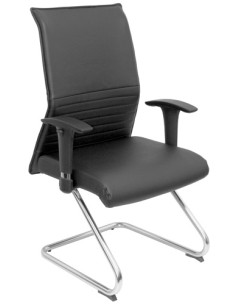 SILLA PIQUERAS Y CRESPO ALBACETE CONFIDENTE ESTRUCTURA PATIN ACABADO CROMADO BRAZO REGULABLE TAPICERIA PIEL NEGRO