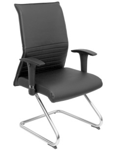 SILLA PIQUERAS Y CRESPO ALBACETE CONFIDENTE ESTRUCTURA PATIN ACABADO CROMADO BRAZO REGULABLE TAPICERIA SIMILPIEL NEGRO