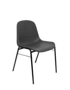 SILLA PIQUERAS Y CRESPO ALBOREA CONFIDENTE ERGONOMICA APILABLE ESTRUCTURA NEGRA ASIENTO Y RESPALDO PVC GRIS PACK de 2