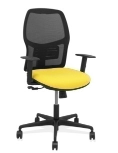 SILLA PIQUERAS Y CRESPO ALFERA BRAZOS REGULABLES ERGONOMICA MECANISMO SINCRO RESPALDO MALLA NEGRA ASIENTO TAPIZADO BALI AMARILLO