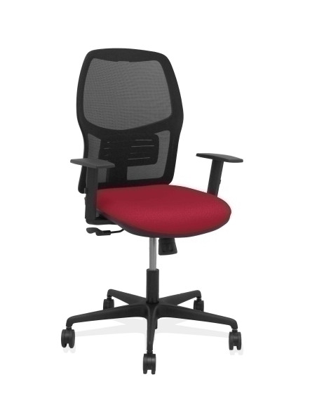 SILLA PIQUERAS Y CRESPO ALFERA BRAZOS REGULABLES ERGONOMICA MECANISMO SINCRO RESPALDO MALLA NEGRA ASIENTO TAPIZADO BALI GRANATE