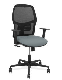 SILLA PIQUERAS Y CRESPO ALFERA BRAZOS REGULABLES ERGONOMICA MECANISMO SINCRO RESPALDO MALLA NEGRA ASIENTO TAPIZADO BALI GRIS