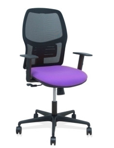 SILLA PIQUERAS Y CRESPO ALFERA BRAZOS REGULABLES ERGONOMICA MECANISMO SINCRO RESPALDO MALLA NEGRA ASIENTO TAPIZADO BALI LILA