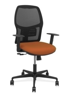SILLA PIQUERAS Y CRESPO ALFERA BRAZOS REGULABLES ERGONOMICA MECANISMO SINCRO RESPALDO MALLA NEGRA ASIENTO TAPIZADO BALI MARRON