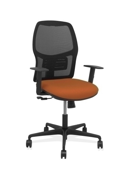 SILLA PIQUERAS Y CRESPO ALFERA BRAZOS REGULABLES ERGONOMICA MECANISMO SINCRO RESPALDO MALLA NEGRA ASIENTO TAPIZADO BALI MARRON