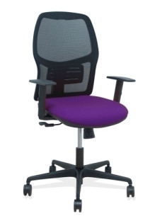 SILLA PIQUERAS Y CRESPO ALFERA BRAZOS REGULABLES ERGONOMICA MECANISMO SINCRO RESPALDO MALLA NEGRA ASIENTO TAPIZADO BALI MORADO