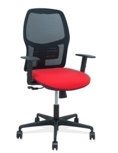 SILLA PIQUERAS Y CRESPO ALFERA BRAZOS REGULABLES ERGONOMICA MECANISMO SINCRO RESPALDO MALLA NEGRA ASIENTO TAPIZADO BALI ROJO