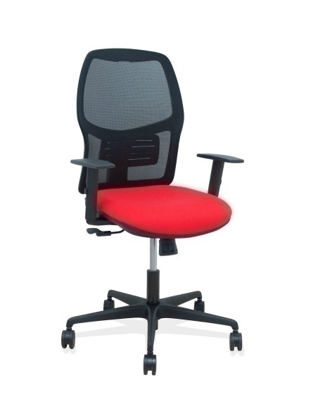 SILLA PIQUERAS Y CRESPO ALFERA BRAZOS REGULABLES ERGONOMICA MECANISMO SINCRO RESPALDO MALLA NEGRA ASIENTO TAPIZADO BALI ROJO