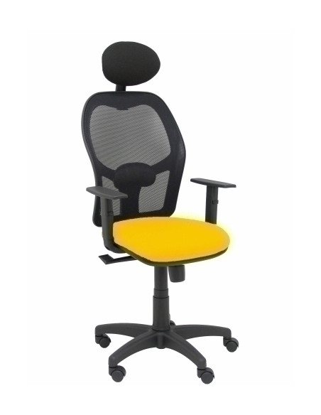 SILLA PIQUERAS Y CRESPO ALOCEN BRAZOS REGULABLES CABECERO FIJO MALLA NEGRO Y ASIENTO BALI AMARILLO