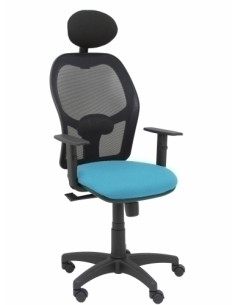SILLA PIQUERAS Y CRESPO ALOCEN BRAZOS REGULABLES CABECERO FIJO MALLA NEGRO Y ASIENTO BALI AZUL CIELO