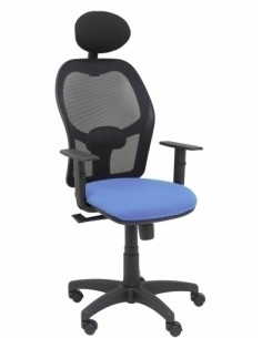 SILLA PIQUERAS Y CRESPO ALOCEN BRAZOS REGULABLES CABECERO FIJO MALLA NEGRO Y ASIENTO BALI AZUL CLARO