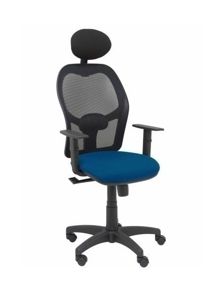 SILLA PIQUERAS Y CRESPO ALOCEN BRAZOS REGULABLES CABECERO FIJO MALLA NEGRO Y ASIENTO BALI AZUL MARINO