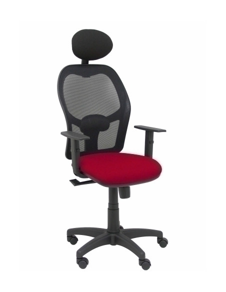 SILLA PIQUERAS Y CRESPO ALOCEN BRAZOS REGULABLES CABECERO FIJO MALLA NEGRO Y ASIENTO BALI GRANATE
