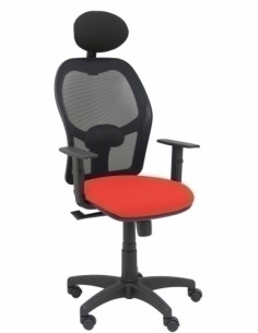 SILLA PIQUERAS Y CRESPO ALOCEN BRAZOS REGULABLES CABECERO FIJO MALLA NEGRO Y ASIENTO BALI NARANJA OSCURO