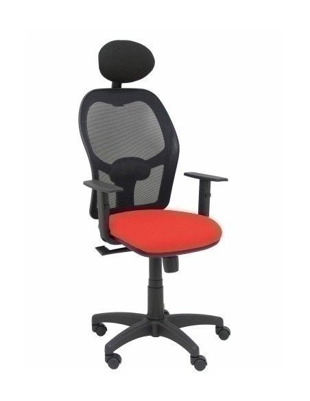 SILLA PIQUERAS Y CRESPO ALOCEN BRAZOS REGULABLES CABECERO FIJO MALLA NEGRO Y ASIENTO BALI NARANJA OSCURO