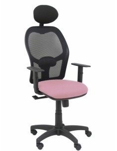 SILLA PIQUERAS Y CRESPO ALOCEN BRAZOS REGULABLES CABECERO FIJO MALLA NEGRO Y ASIENTO BALI ROSA