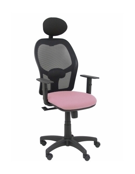 SILLA PIQUERAS Y CRESPO ALOCEN BRAZOS REGULABLES CABECERO FIJO MALLA NEGRO Y ASIENTO BALI ROSA